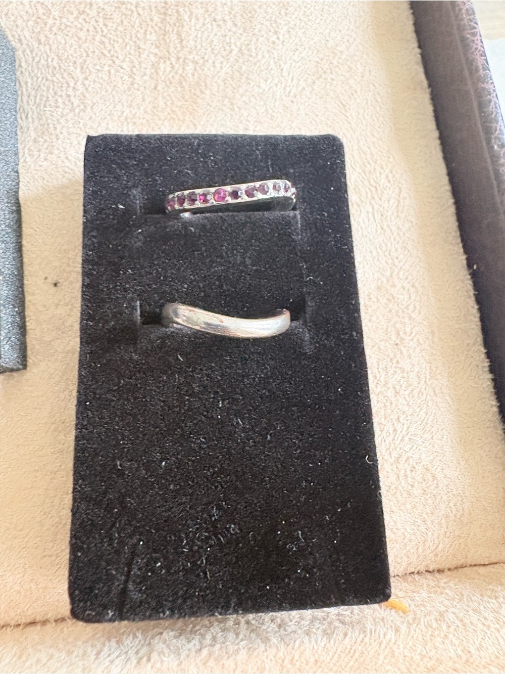 Silver Stackable Ring Set with Pink Stones